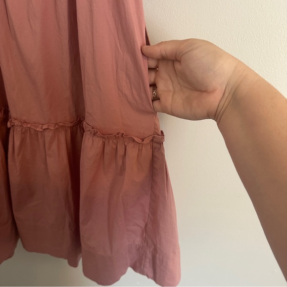 Sea New York Tier Dress Size 8 Mauve Pink Fall Short Sleeve Ruffle Pockets - Picture 3 of 6